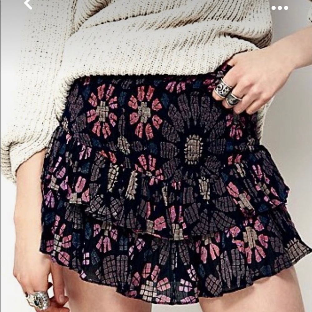 Free People One High Rise Skort Ruffle Skirt L